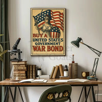 Historic US War Bonds Poster: Patriotic Propaganda Art PosterGoat