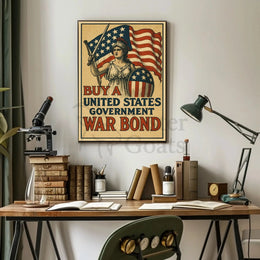 Historic US War Bonds Poster: Patriotic Propaganda Art PosterGoat