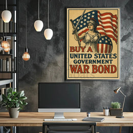 Historic US War Bonds Poster: Patriotic Propaganda Art PosterGoat