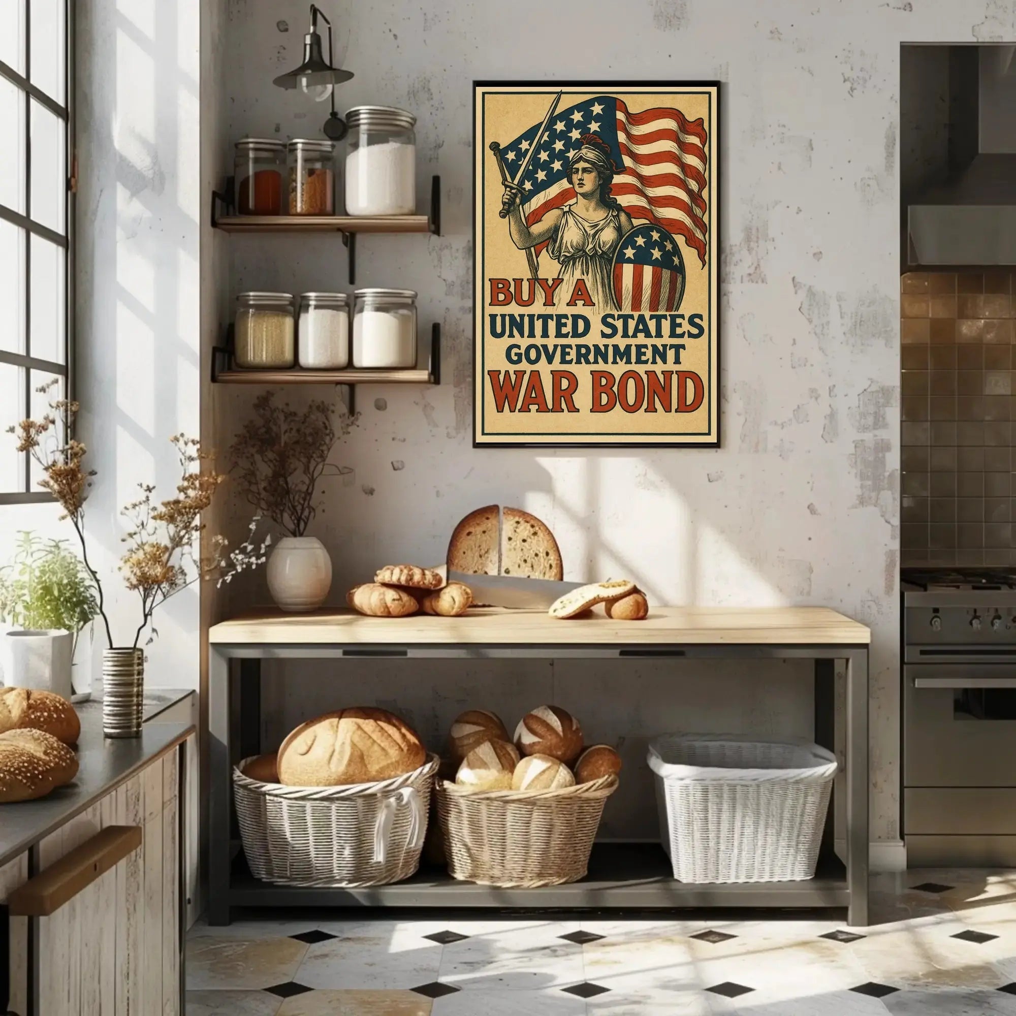 Historic US War Bonds Poster: Patriotic Propaganda Art PosterGoat