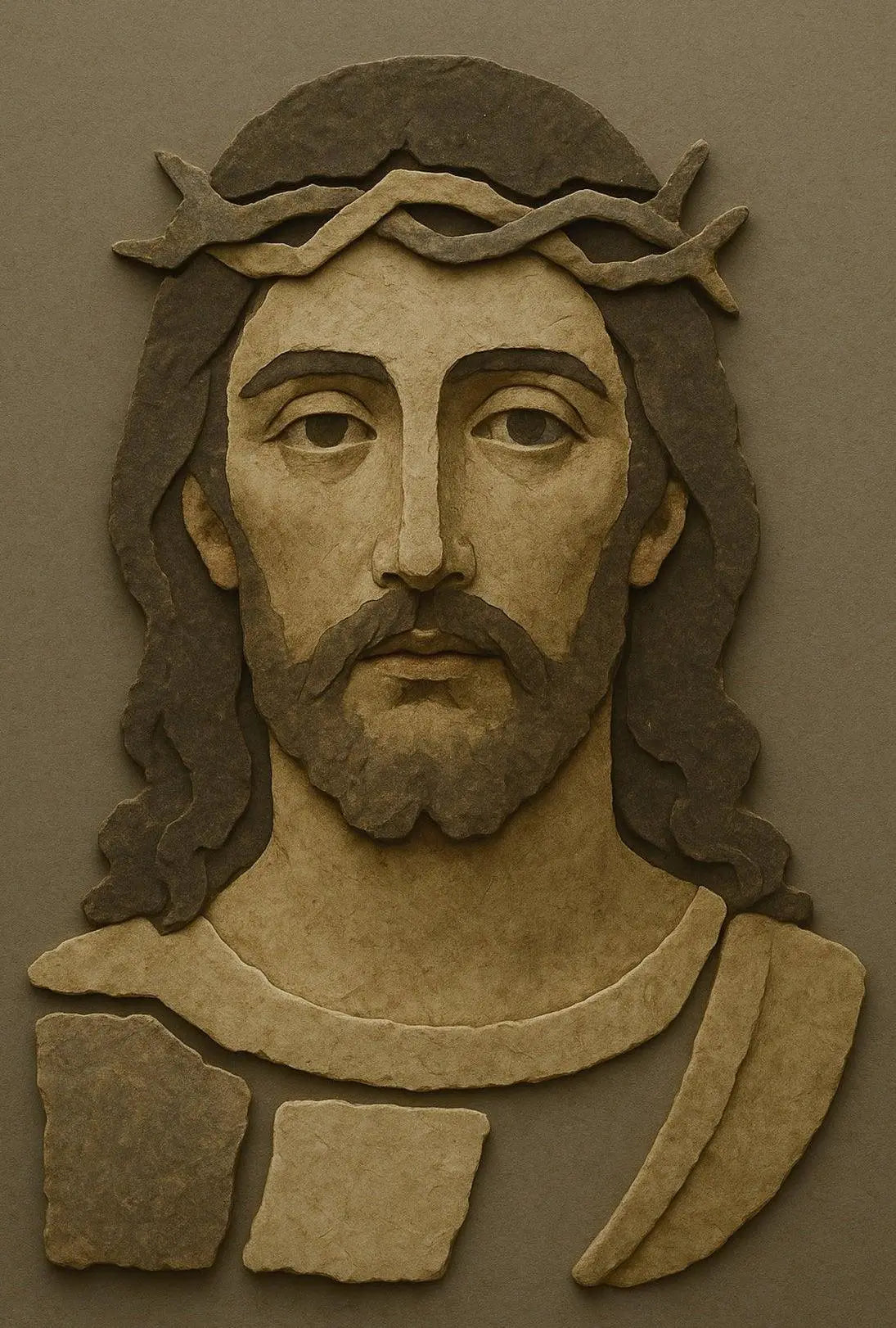 Historical Jesus Cut-Paper Collage Artistic Poster PosterGoat