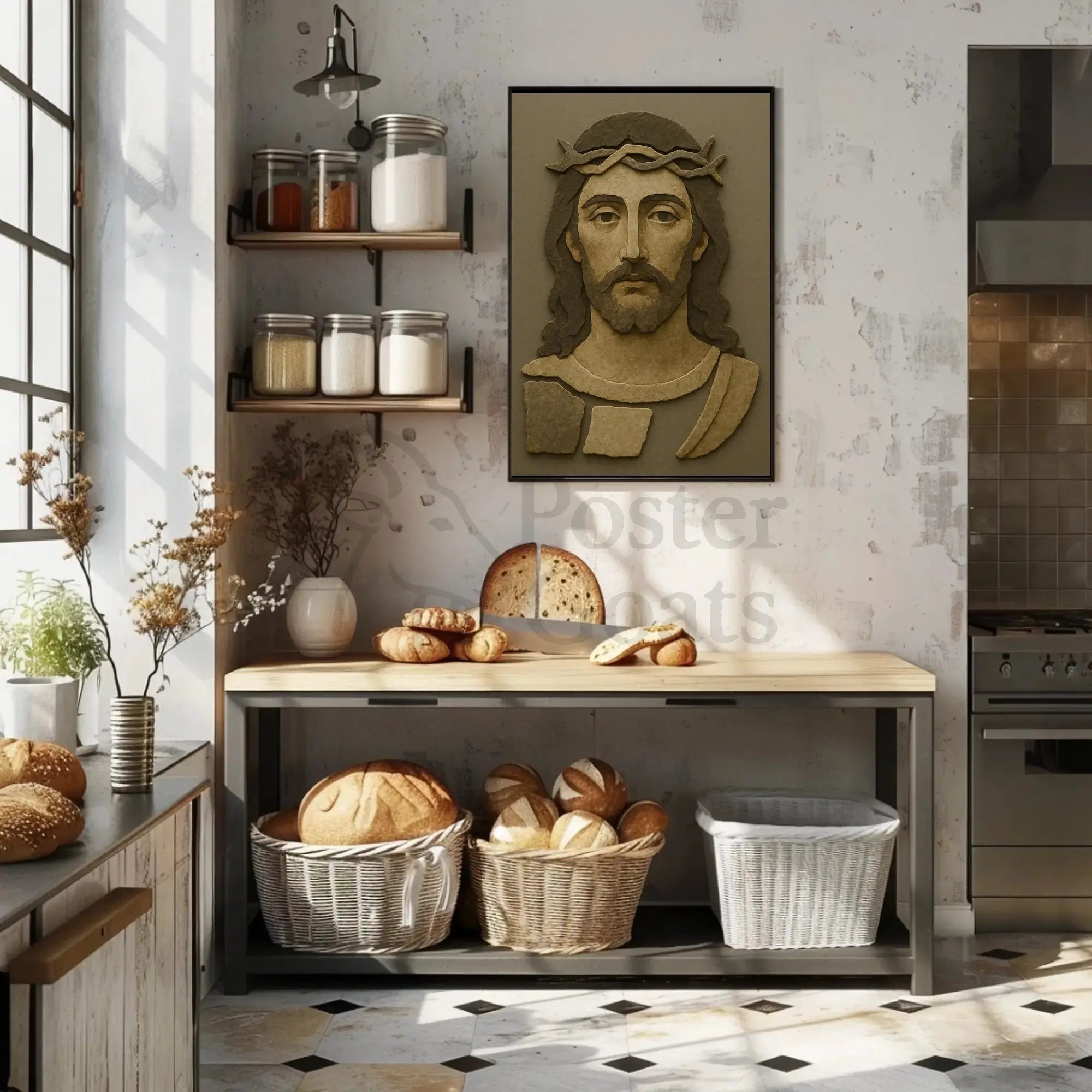 Historical Jesus Cut-Paper Collage Artistic Poster PosterGoat