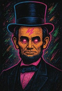 Historical Psychedelic Portrait Poster with Cosmic Elements PosterGoat