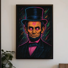 Historical Psychedelic Portrait Poster with Cosmic Elements PosterGoat