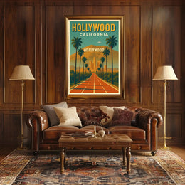 Hollywood Hills Vintage Travel Poster PosterGoat