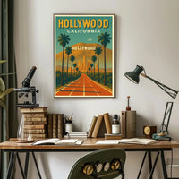 Hollywood Hills Vintage Travel Poster PosterGoat