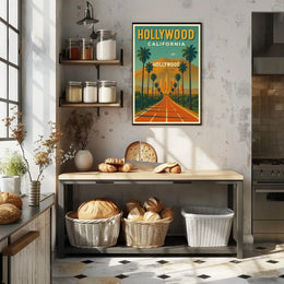 Hollywood Hills Vintage Travel Poster PosterGoat