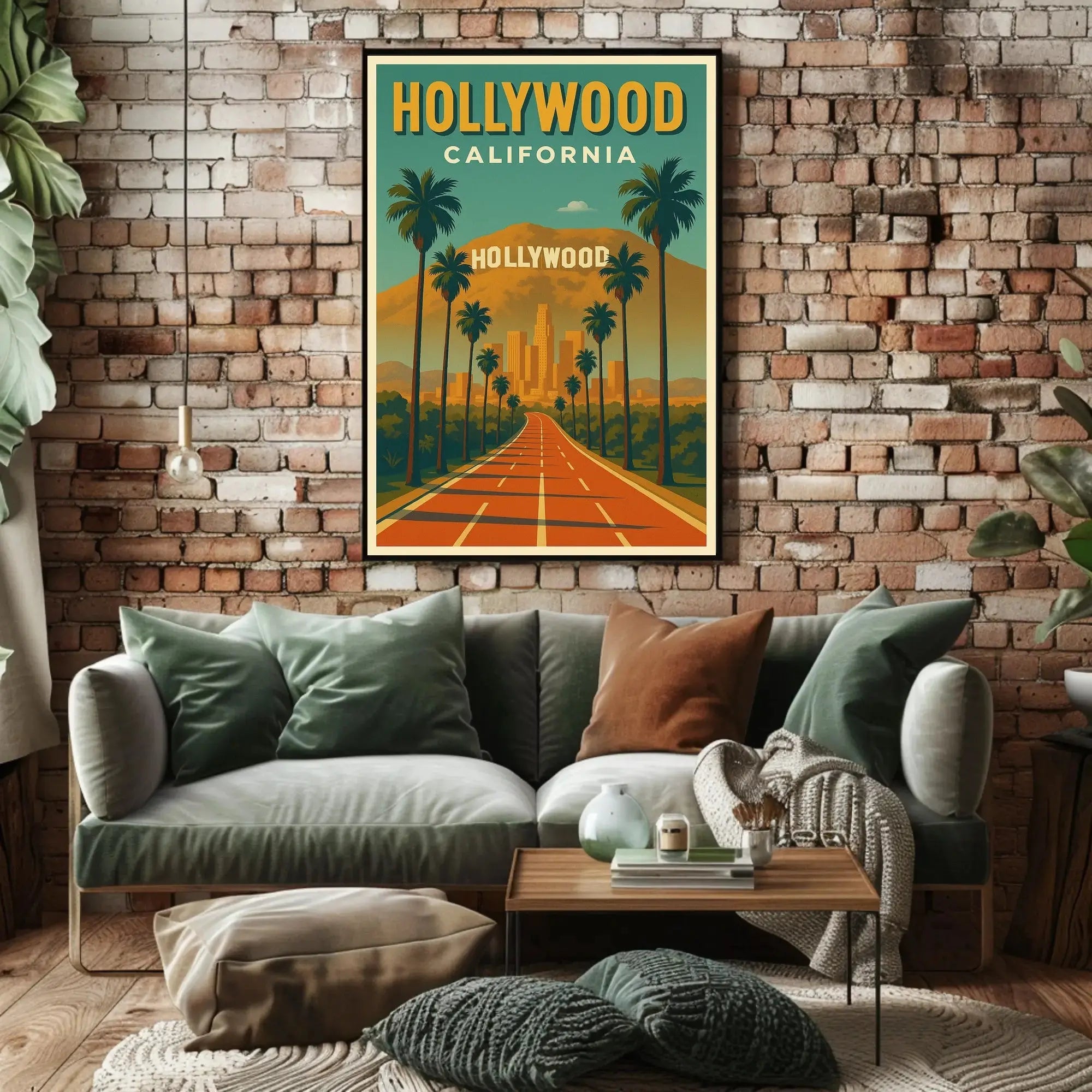 Hollywood Hills Vintage Travel Poster PosterGoat