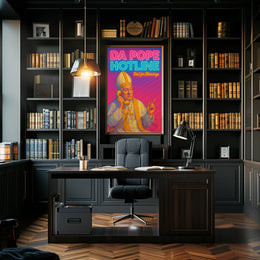 Holy Hotline: Da Pope Neon Pop Culture Poster PosterGoat