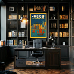 Hong Kong Victoria Harbour Iconic Travel Artwork Poster PosterGoat