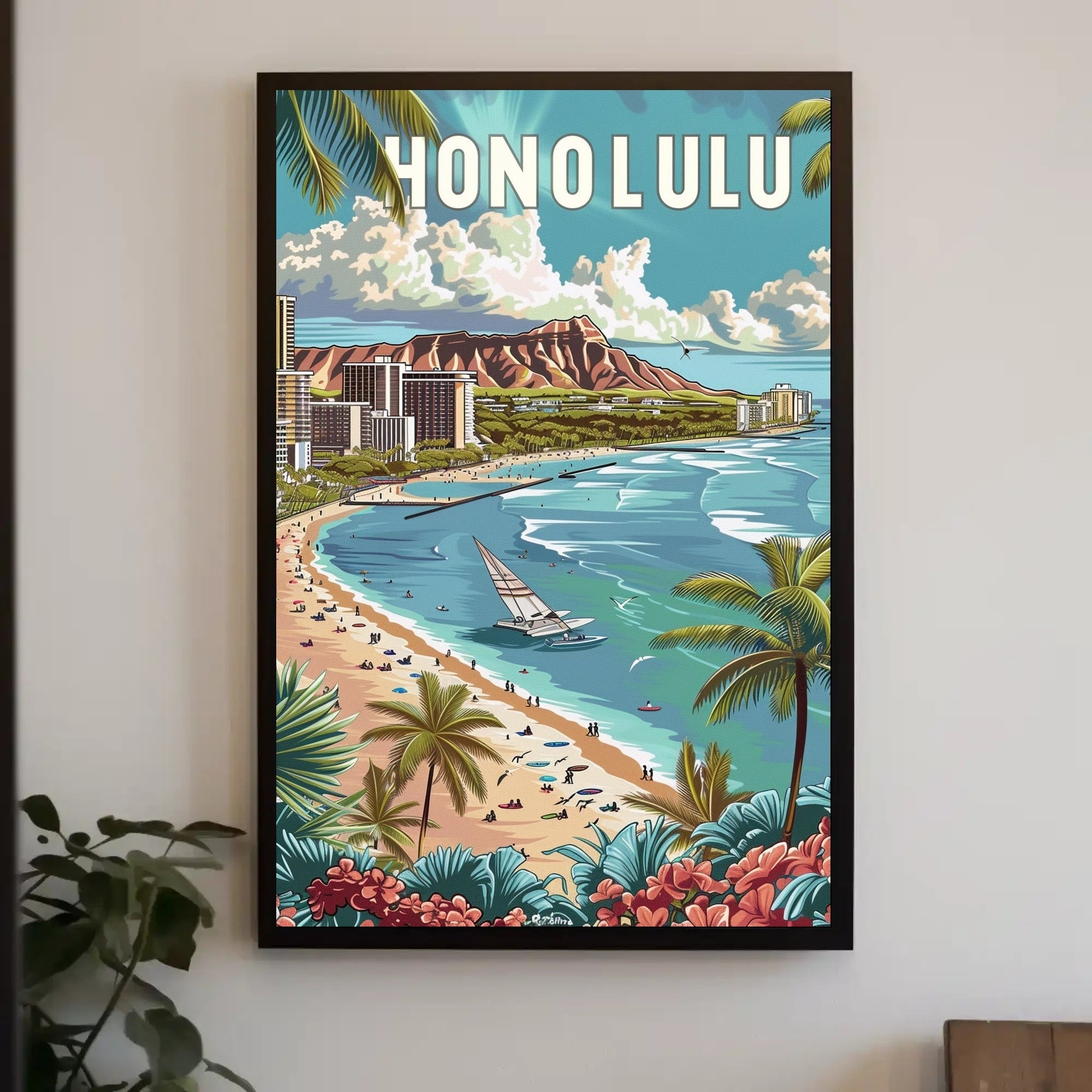 Honolulu Paradise: Vintage Style Travel Poster PosterGoat
