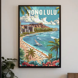 Honolulu Paradise: Vintage Style Travel Poster PosterGoat