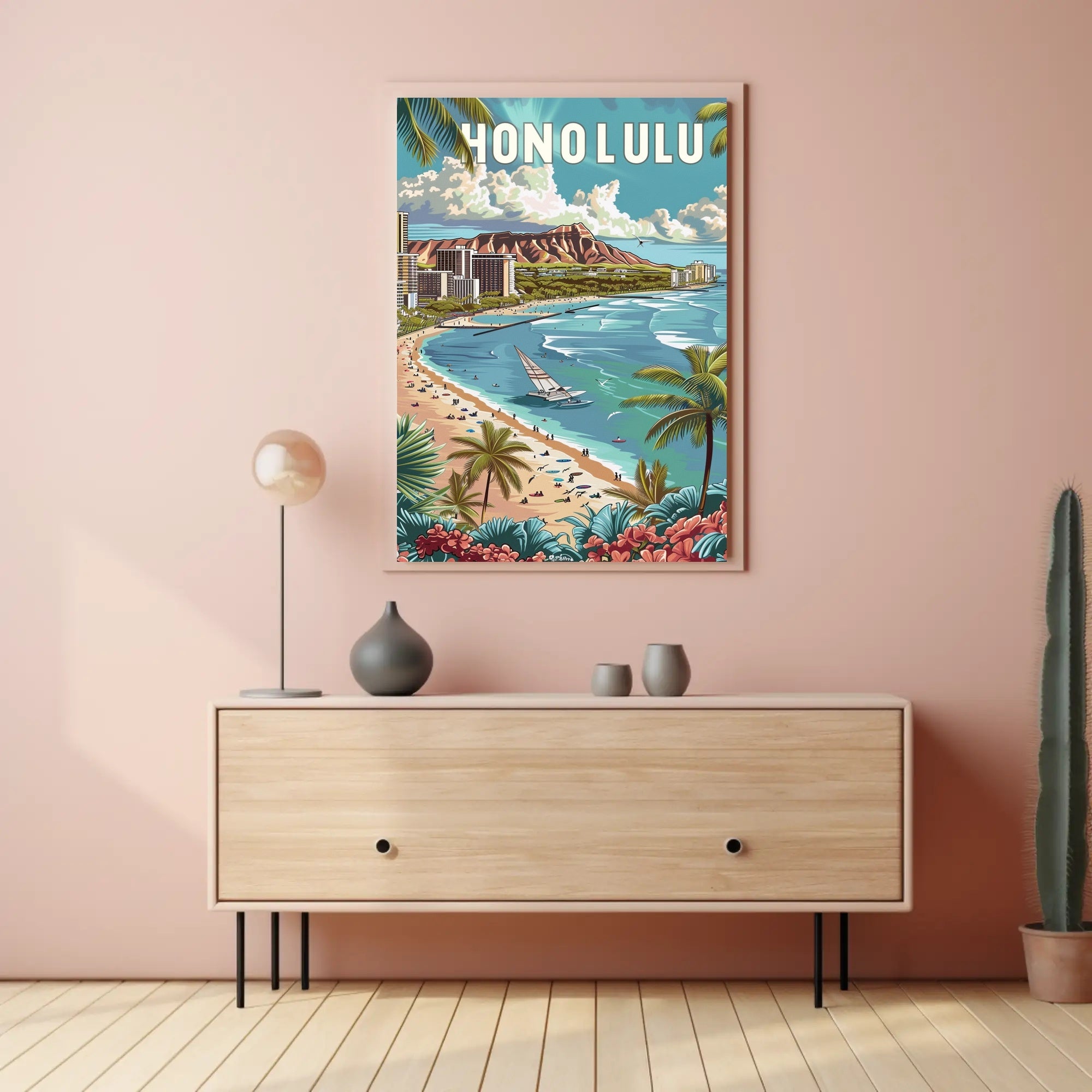 Honolulu Paradise: Vintage Style Travel Poster PosterGoat