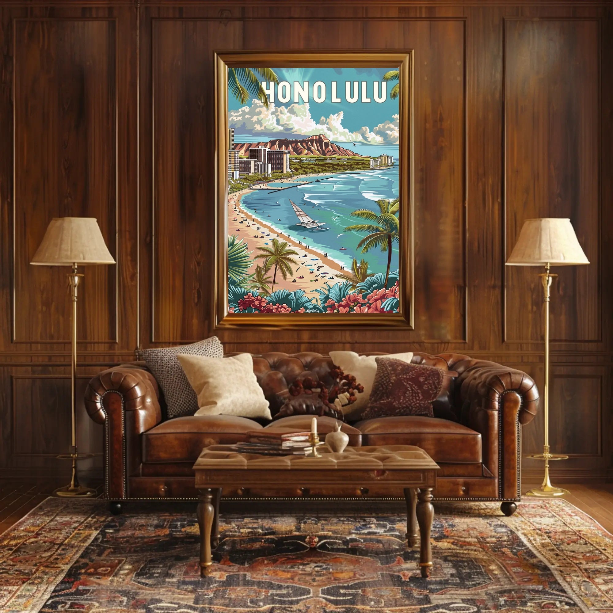 Honolulu Paradise: Vintage Style Travel Poster PosterGoat