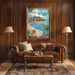 Honolulu Paradise: Vintage Style Travel Poster PosterGoat