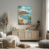 Honolulu Paradise: Vintage Style Travel Poster PosterGoat