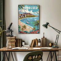 Honolulu Paradise: Vintage Style Travel Poster PosterGoat