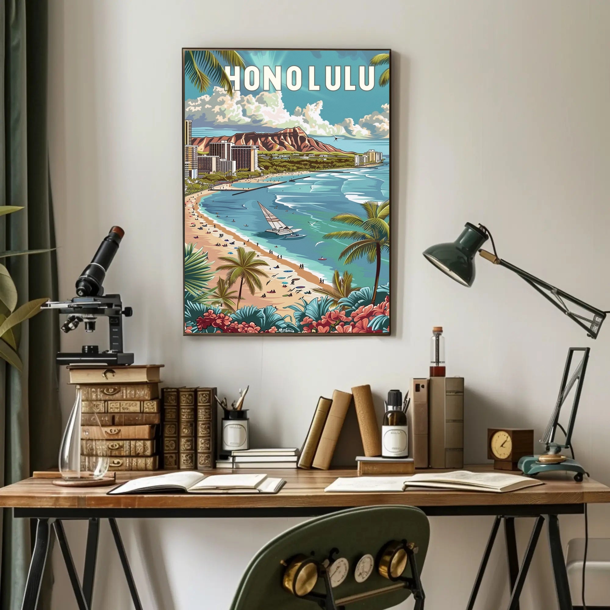 Honolulu Paradise: Vintage Style Travel Poster PosterGoat