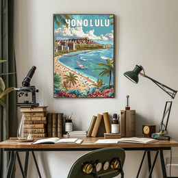 Honolulu Paradise: Vintage Style Travel Poster PosterGoat