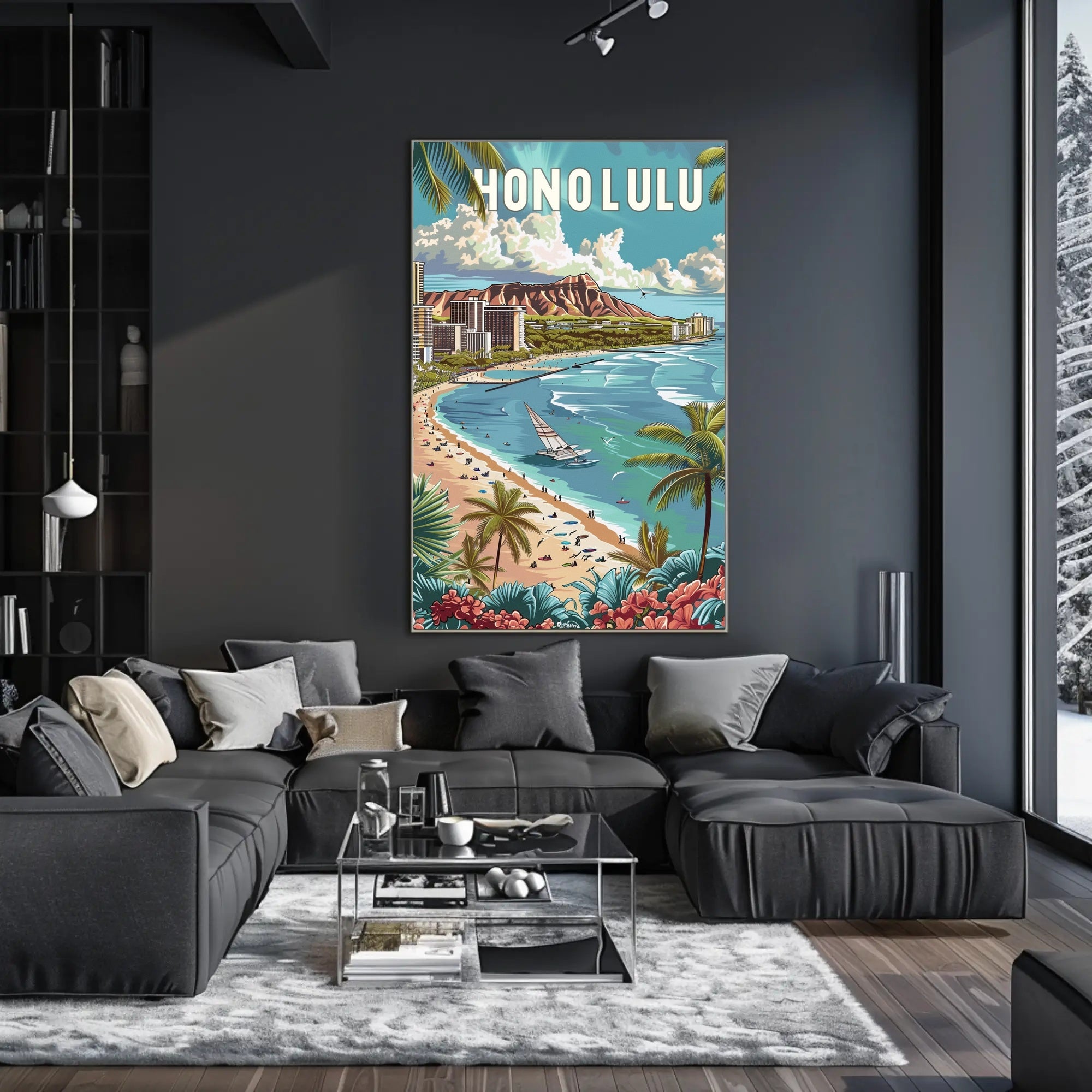 Honolulu Paradise: Vintage Style Travel Poster PosterGoat