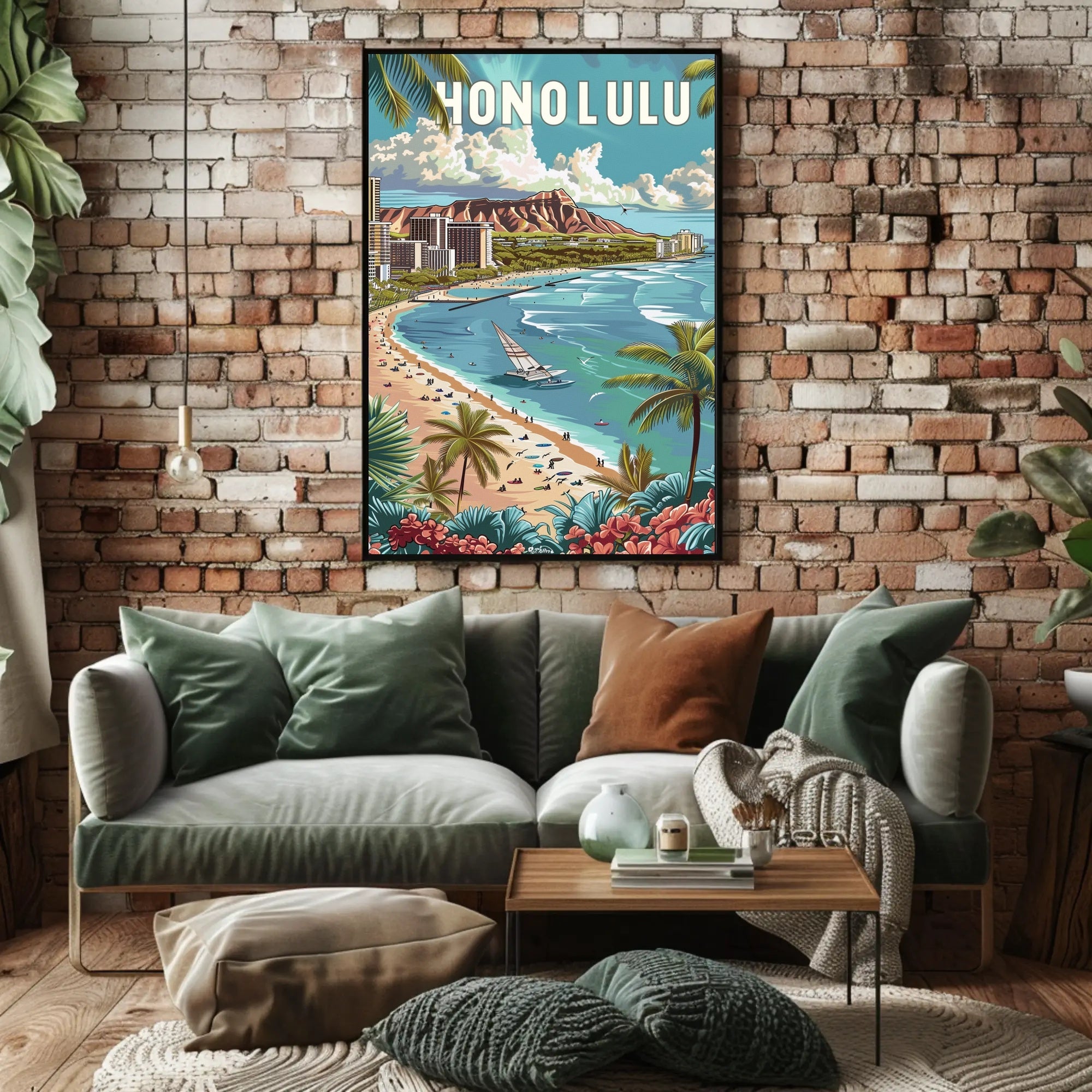 Honolulu Paradise: Vintage Style Travel Poster PosterGoat