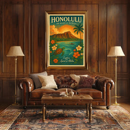 Honolulu The Heart of Hawaii Poster PosterGoat
