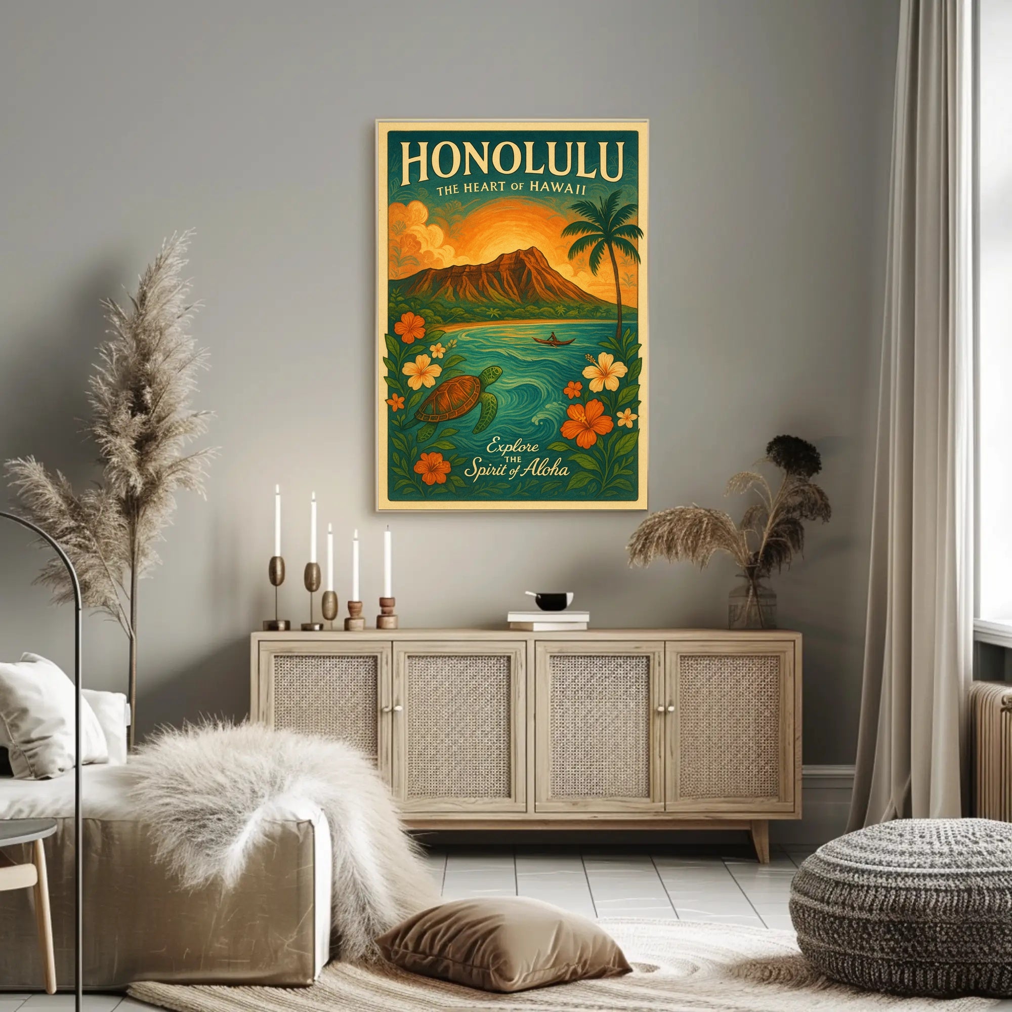 Honolulu The Heart of Hawaii Poster PosterGoat