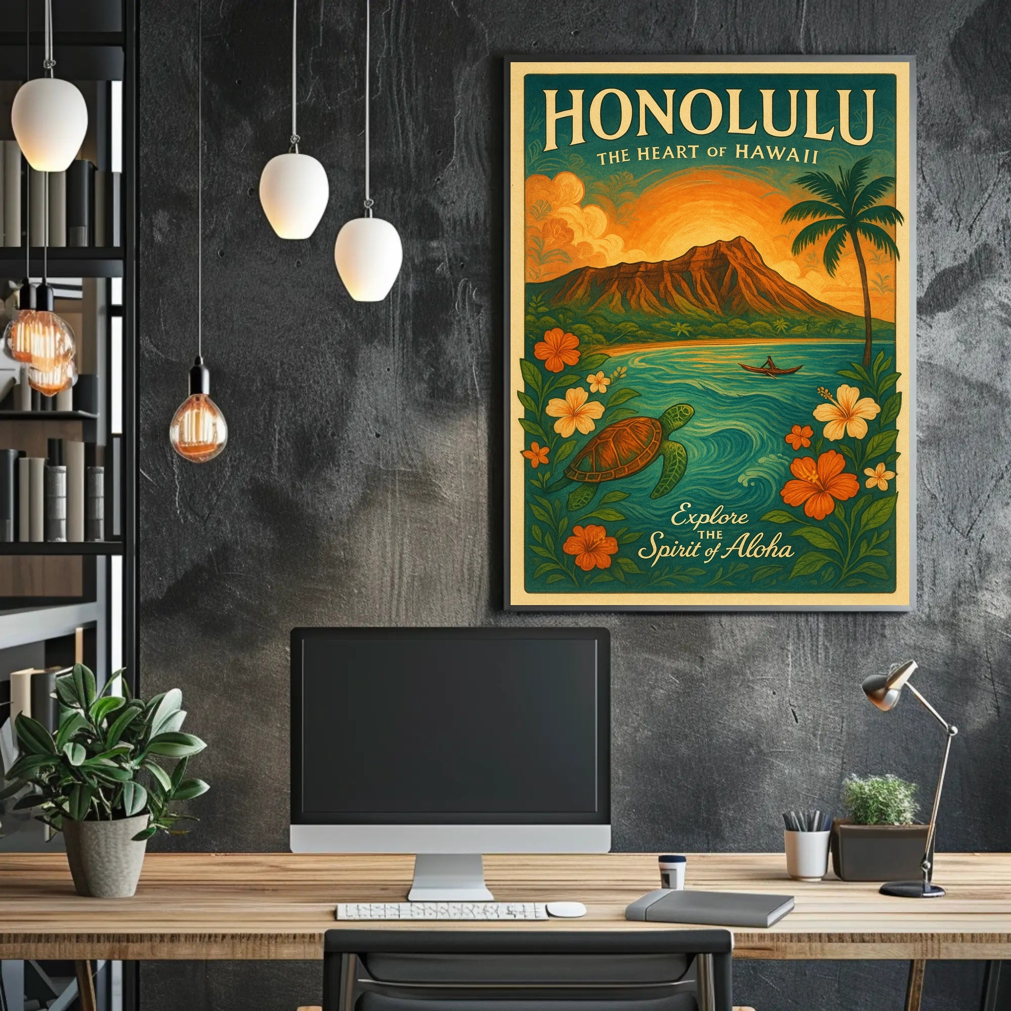 Honolulu The Heart of Hawaii Poster PosterGoat