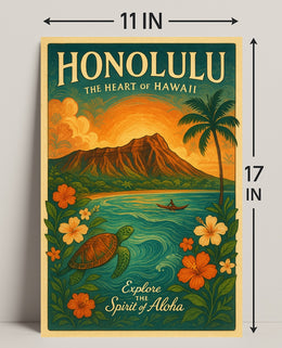 Honolulu The Heart of Hawaii Poster PosterGoat