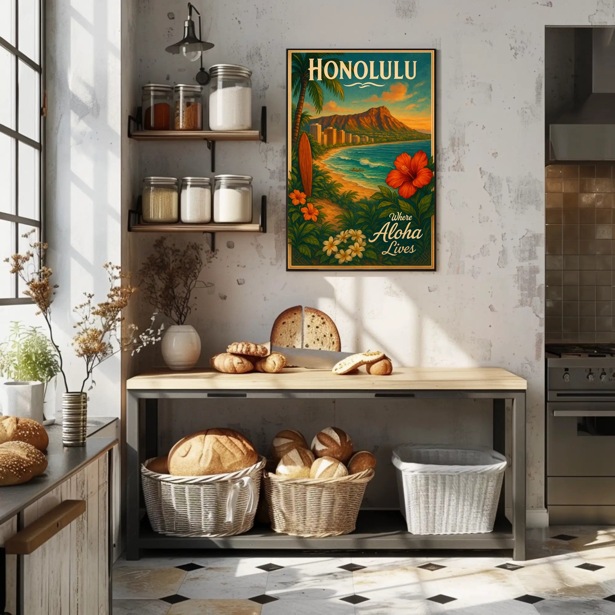 Honolulu Where Aloha Lives Poster PosterGoat