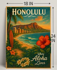 Honolulu Where Aloha Lives Poster PosterGoat