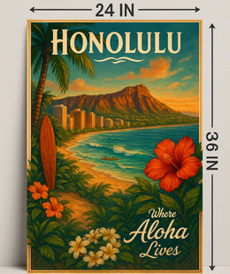 Honolulu Where Aloha Lives Poster PosterGoat