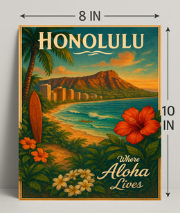 Honolulu Where Aloha Lives Poster PosterGoat