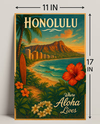 Honolulu Where Aloha Lives Poster PosterGoat