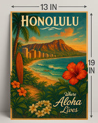 Honolulu Where Aloha Lives Poster PosterGoat