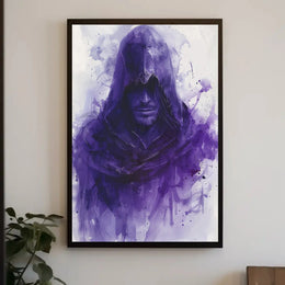 Hooded Enigma in Purple: Abstract, Artistic, or Pop Culture Poster PosterGoat