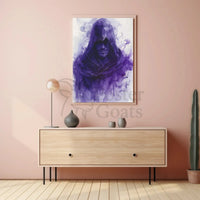 Hooded Enigma in Purple: Abstract, Artistic, or Pop Culture Poster PosterGoat