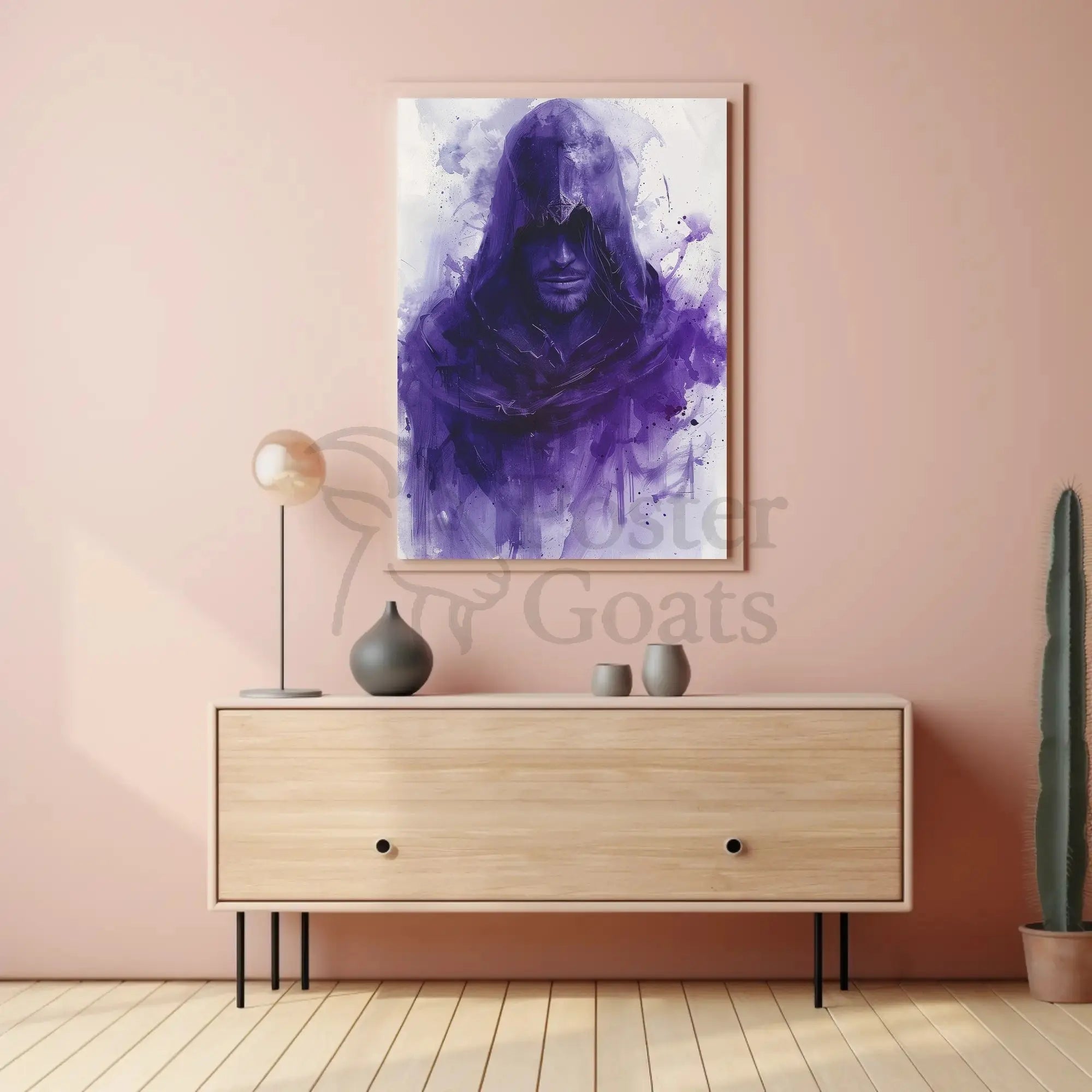 Hooded Enigma in Purple: Abstract, Artistic, or Pop Culture Poster PosterGoat