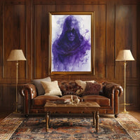 Hooded Enigma in Purple: Abstract, Artistic, or Pop Culture Poster PosterGoat