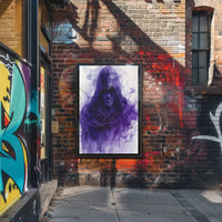 Hooded Enigma in Purple: Abstract, Artistic, or Pop Culture Poster PosterGoat