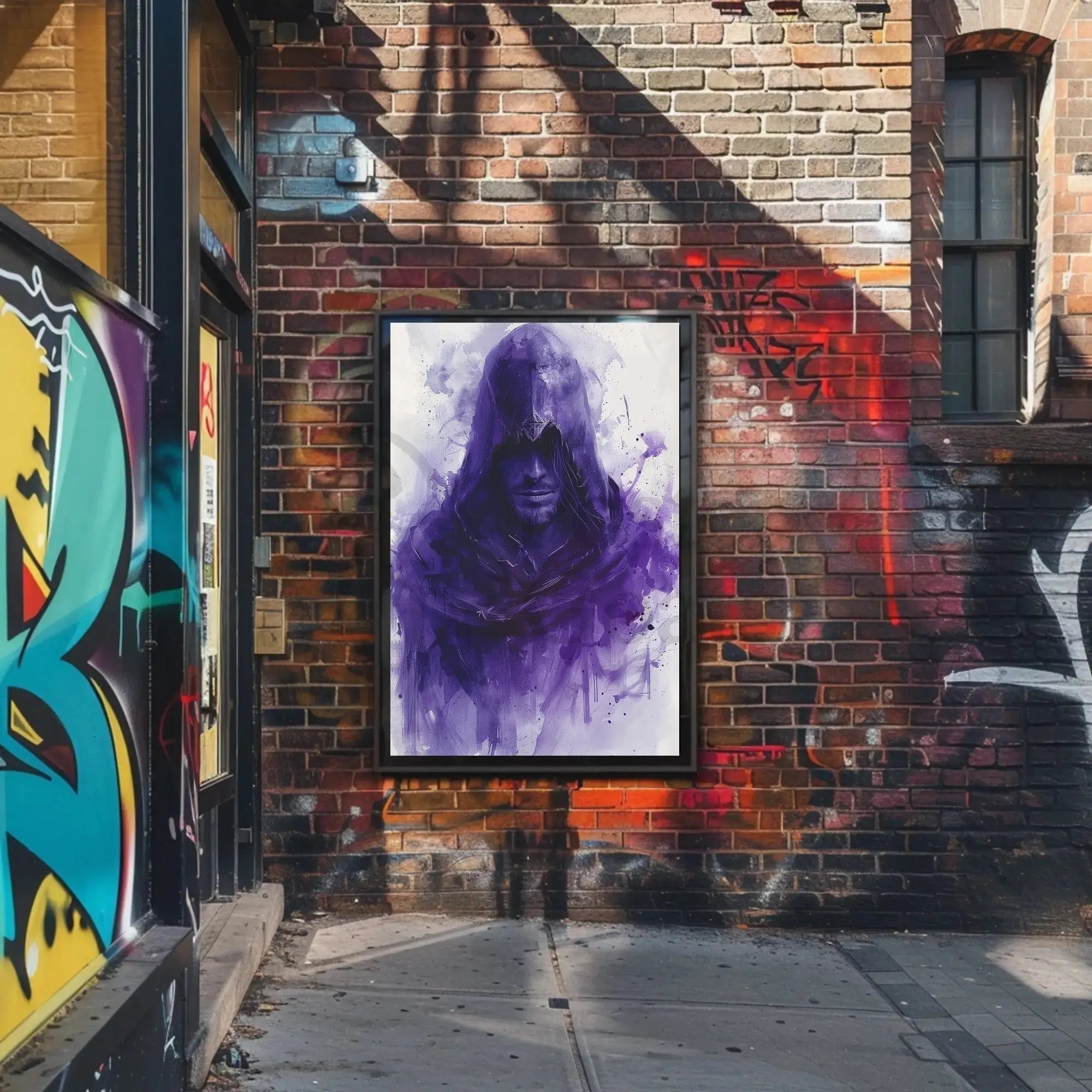 Hooded Enigma in Purple: Abstract, Artistic, or Pop Culture Poster PosterGoat