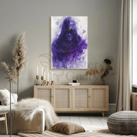 Hooded Enigma in Purple: Abstract, Artistic, or Pop Culture Poster PosterGoat