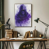 Hooded Enigma in Purple: Abstract, Artistic, or Pop Culture Poster PosterGoat