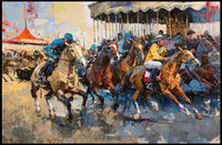 Horse Racing Scene: Exhilarating Sports Poster PosterGoat
