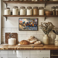 Horse Racing Scene: Exhilarating Sports Poster PosterGoat