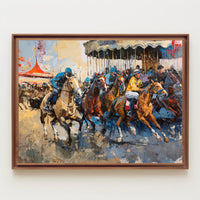 Horse Racing Scene: Exhilarating Sports Poster PosterGoat