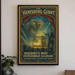 Houdini's Vanishing Elephant Illusion: Vintage Magic Poster PosterGoat