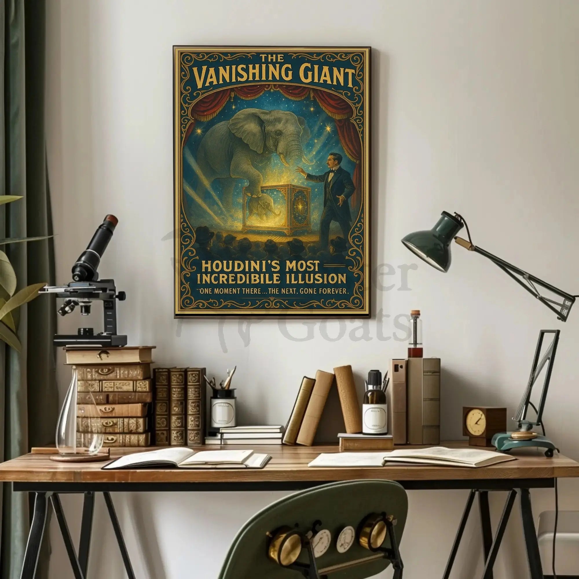 Houdini's Vanishing Elephant Illusion: Vintage Magic Poster PosterGoat