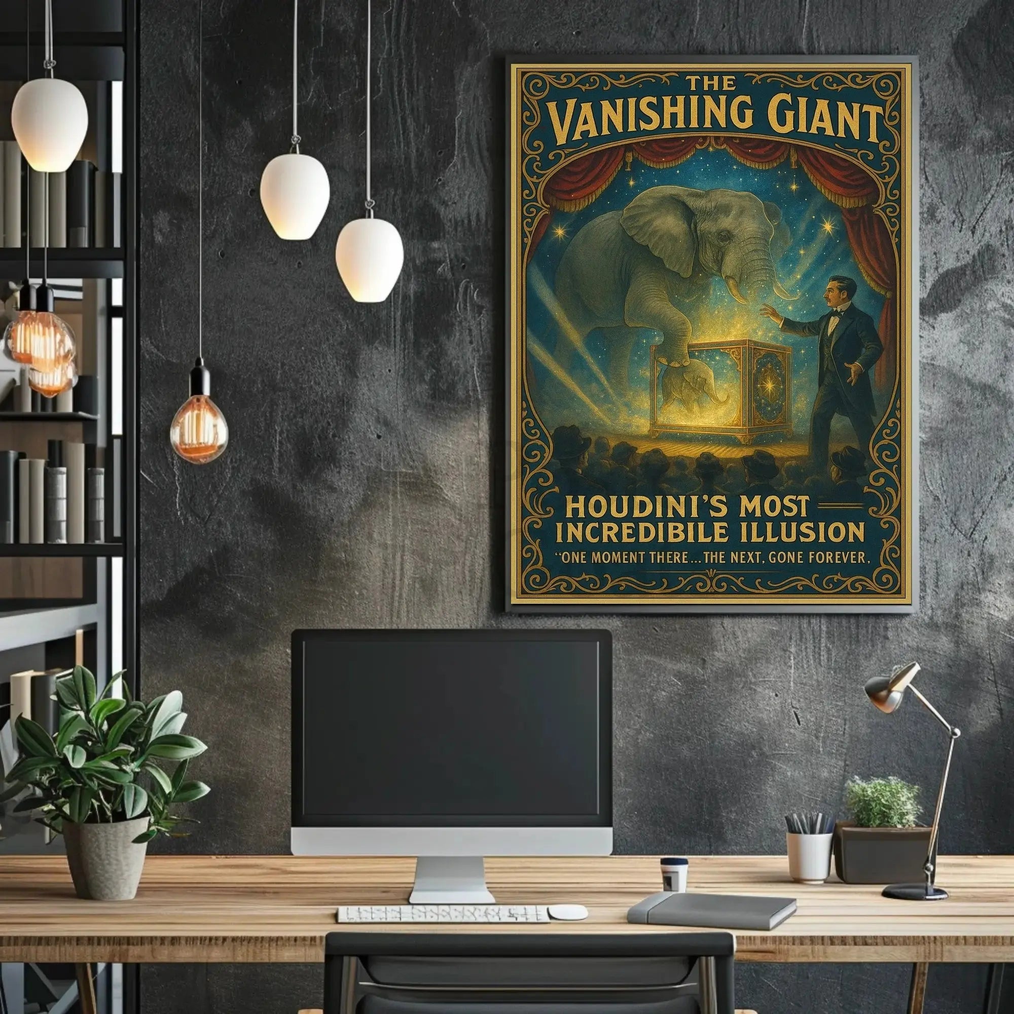 Houdini's Vanishing Elephant Illusion: Vintage Magic Poster PosterGoat