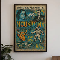 Houston Iconic Grunge Art: Cultural Heritage Poster PosterGoat